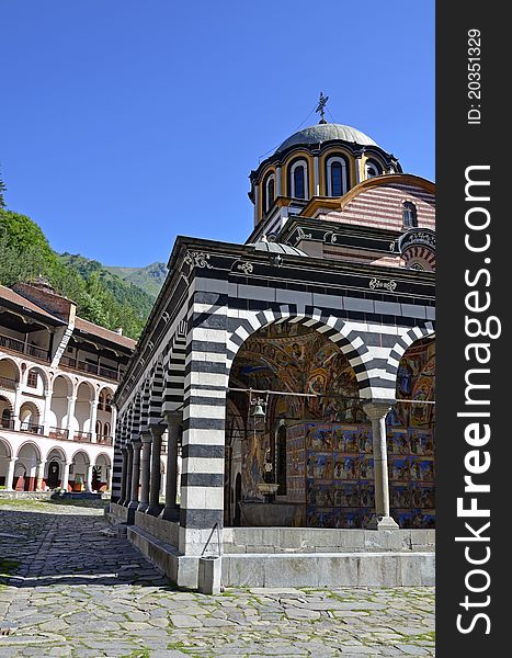 Facade of Rilski monastery near Sofia in Bulgaria. Facade of Rilski monastery near Sofia in Bulgaria