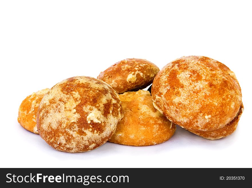 Gingerbread cookies isolated on a white background