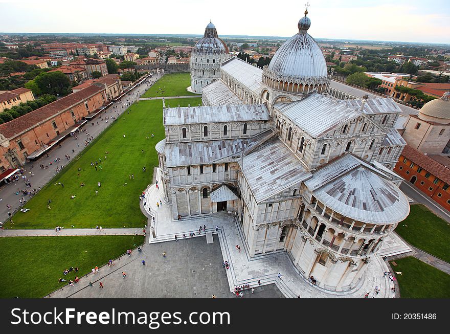 Cathedral square in Pisa, Italy top view