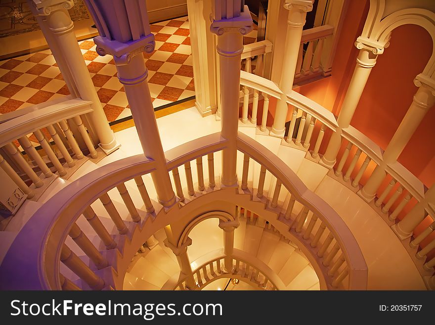 Stairway. An interior of venetian style palace