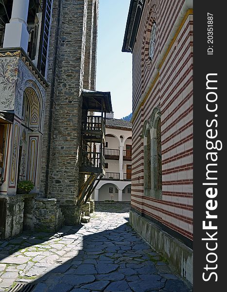 Walls of Rila monastery near Sofia in Bulgaria. Walls of Rila monastery near Sofia in Bulgaria