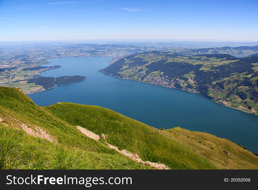 View from the top of the Rigi mountain. View from the top of the Rigi mountain