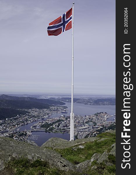 The city of Bergen in the Hordaland area of Norway has a rich historical background. This panoramic view from Mount Ulriken shows its proximity to the fjords and the Atlantic ocean. The city of Bergen in the Hordaland area of Norway has a rich historical background. This panoramic view from Mount Ulriken shows its proximity to the fjords and the Atlantic ocean.