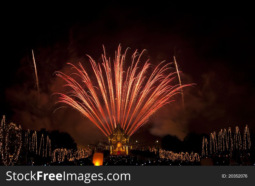 Beautiful firework in royal birthday celebration. Beautiful firework in royal birthday celebration.