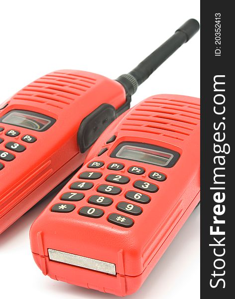 Red radio communication on white background