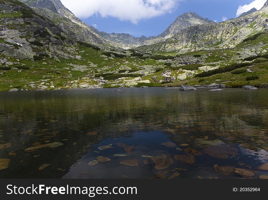 Mountain lake in the High Tatras National Park, Slovakia.