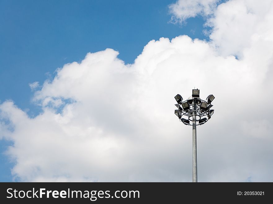 Outdoor stadium lights during daytime