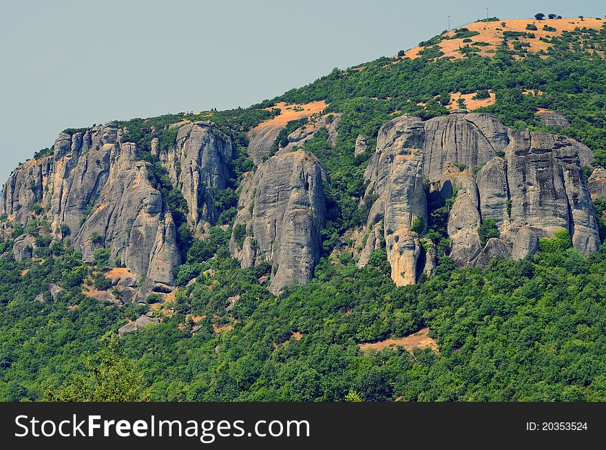 Meteora mountains in center of Greece. Meteora mountains in center of Greece