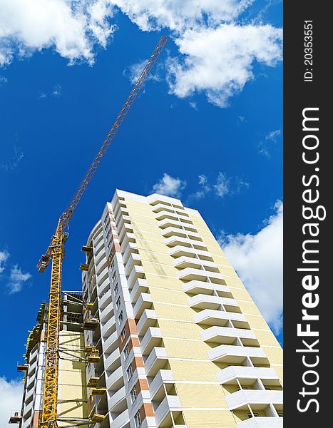 New houses with a blue sky