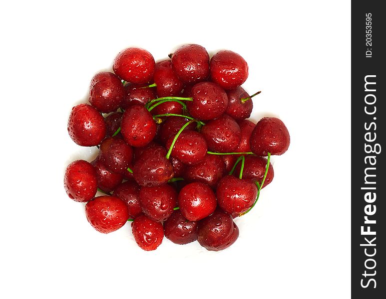 Bowl of Cherry fruits on a white background