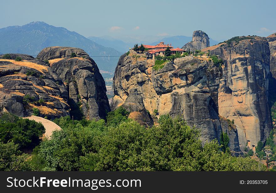 Monasteries on top Meteora rocks. Monasteries on top Meteora rocks