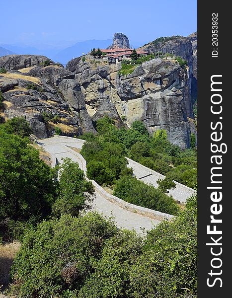 Monasteries on top Meteora rocks. Monasteries on top Meteora rocks