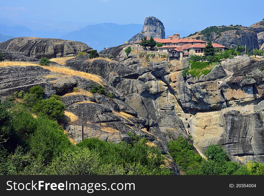 Monasteries on top Meteora rocks. Monasteries on top Meteora rocks
