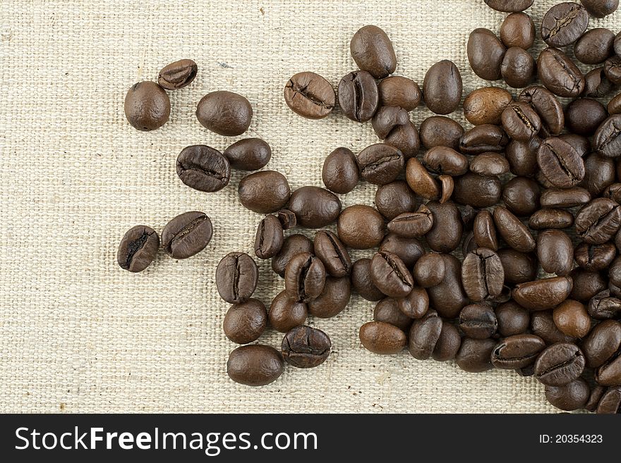 Coffee beans on coffee bag
