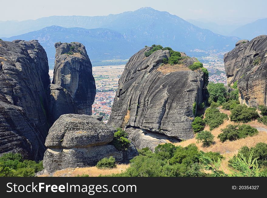 Huge Meteora rocks in Greece