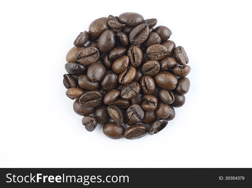 Coffee beans circle on white background