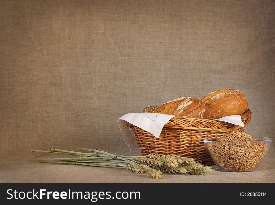 Bread still-life with copy space