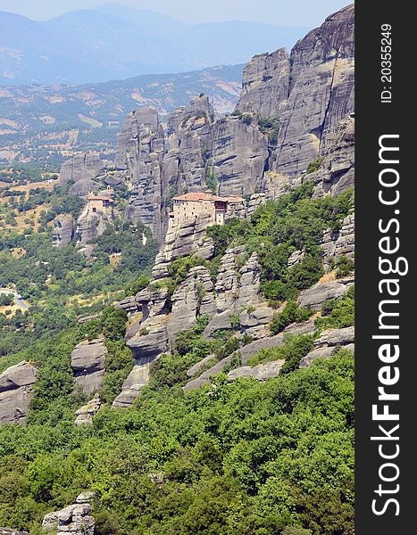 Monasteries on top Meteora rocks in Greece near Kalampaka city. Monasteries on top Meteora rocks in Greece near Kalampaka city