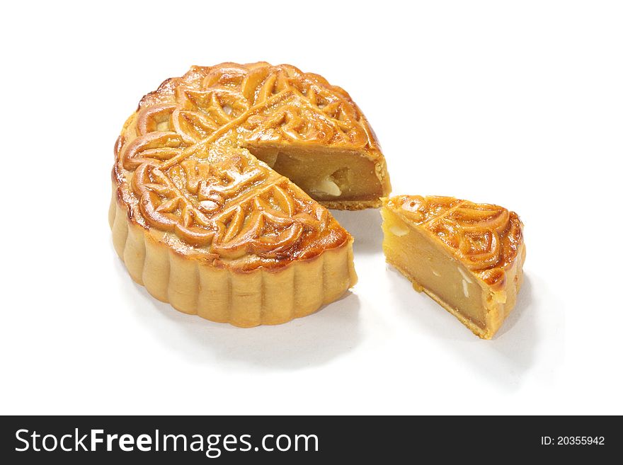Mooncake isolated over white