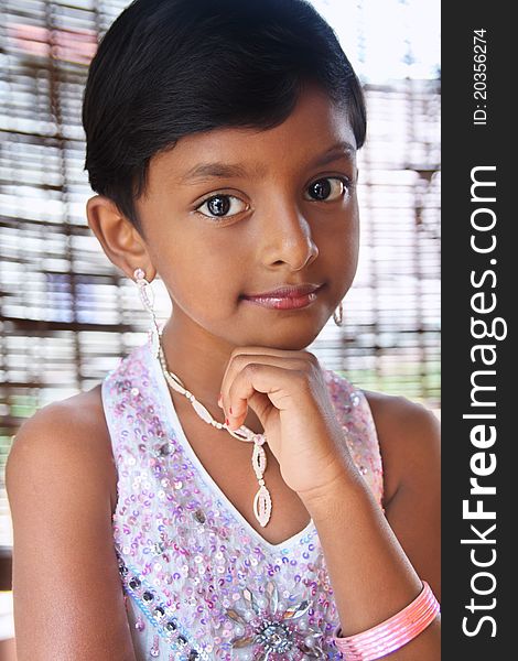 Portrait of Indian Little Girl with Expression