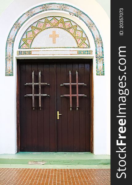 Historic Old San Juan Church Doors and Tile Detail