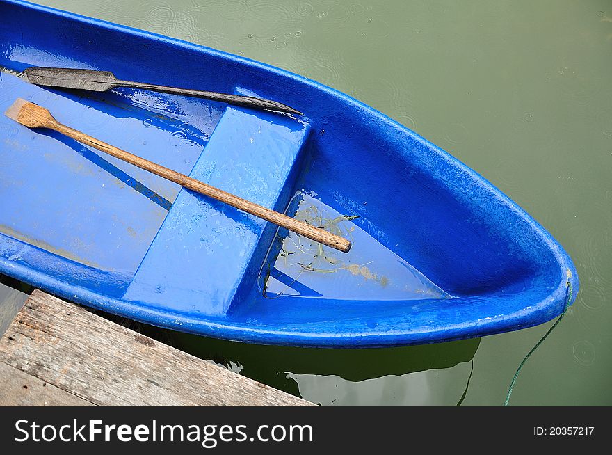 Blue Boat In Lake For Background & Image
