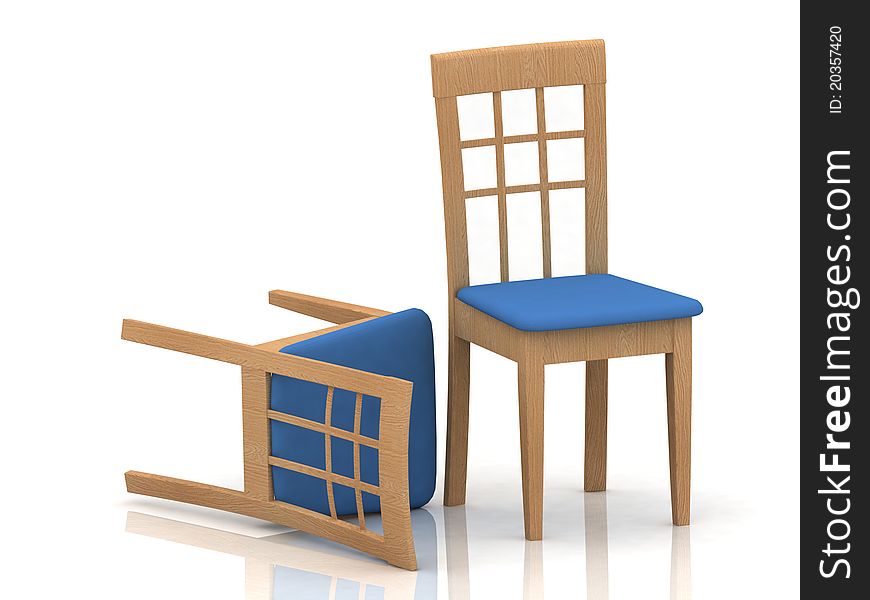 Wooden classic chairs on the white background
