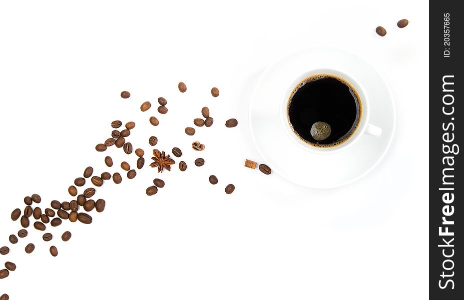 Cup of coffee on a white background