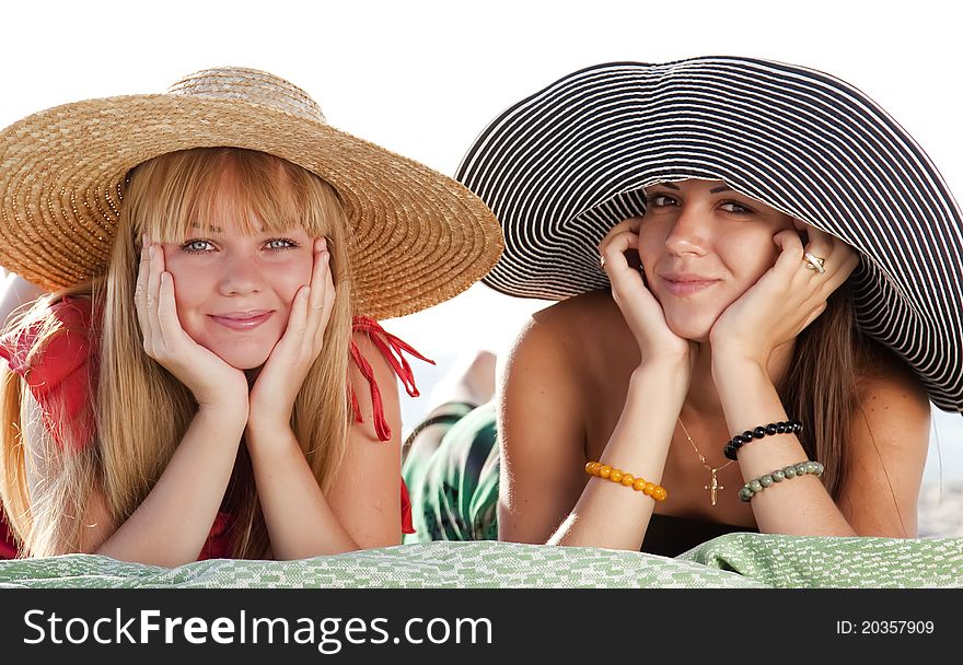 Two beautiful girls at beach