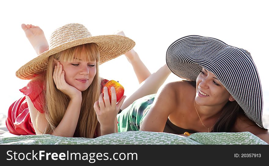 Two beautiful girls at beach