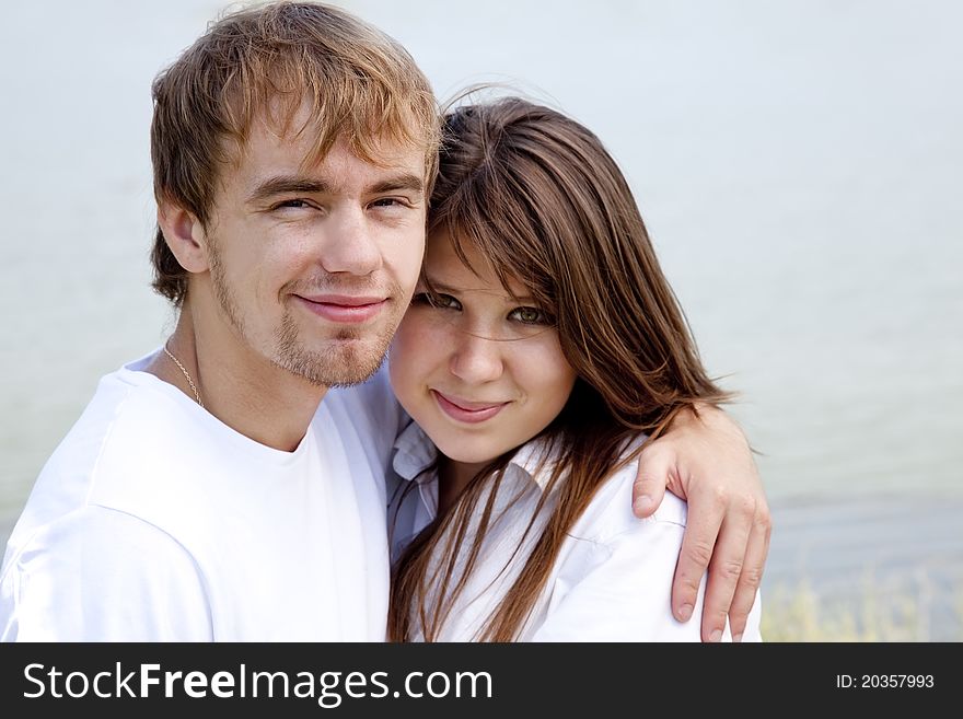 Young couple in the nature.