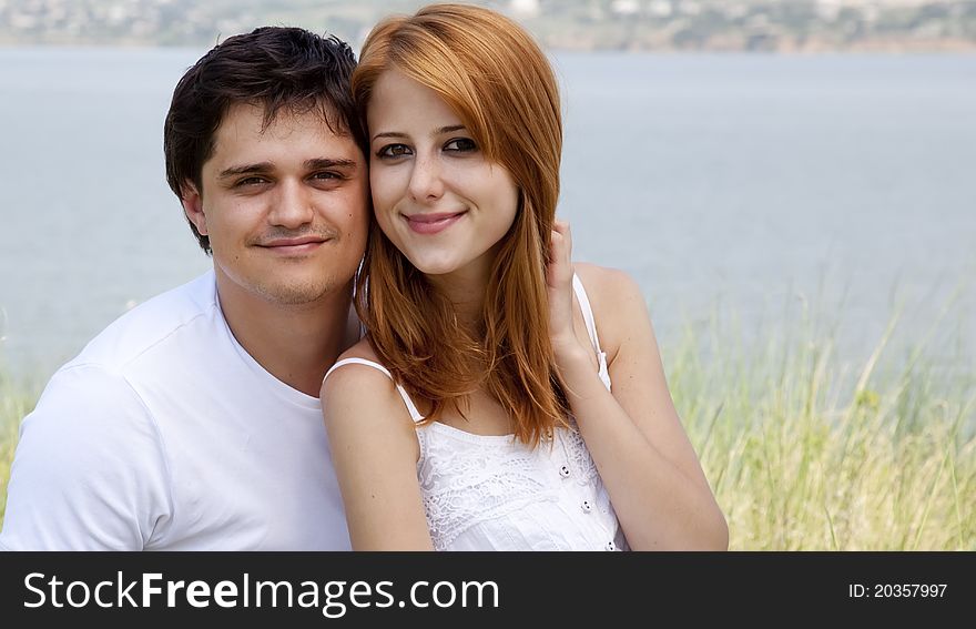 Young couple in the nature. Outdoor photo