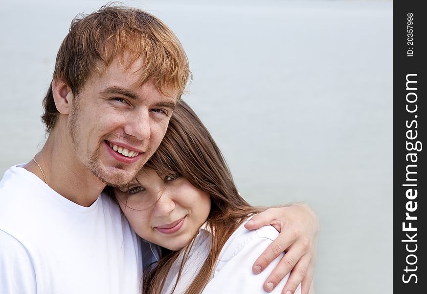 Young couple in the nature.