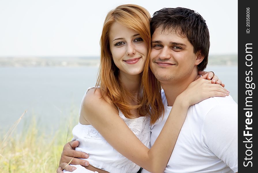 Young couple in the nature. Outdoor photo