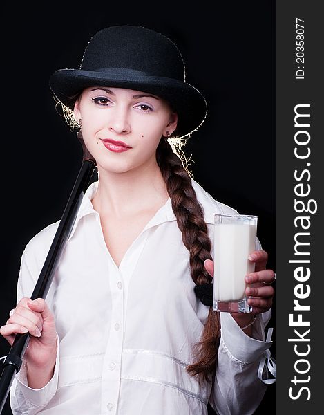 Young woman impersonating a Clockwork Orange character. Young woman impersonating a Clockwork Orange character