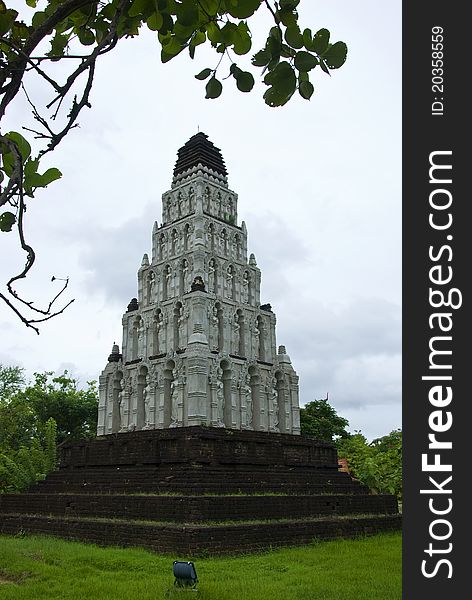 Thai pagoda,from the royal observatory on Khao Wang hill Phetchburi Thailand