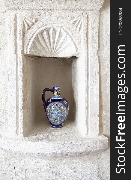 Ornate Decorate Wine Jug In Limestone Alcove