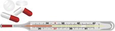 Thermometer And Pills Royalty Free Stock Images Thermometer And Pills Royalty Free Stock Images