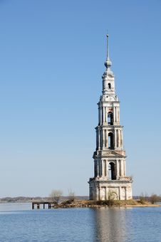 Belltower On River Volga, Kalyazin, Russia Stock Image Belltower On River Volga, Kalyazin, Russia Stock Image