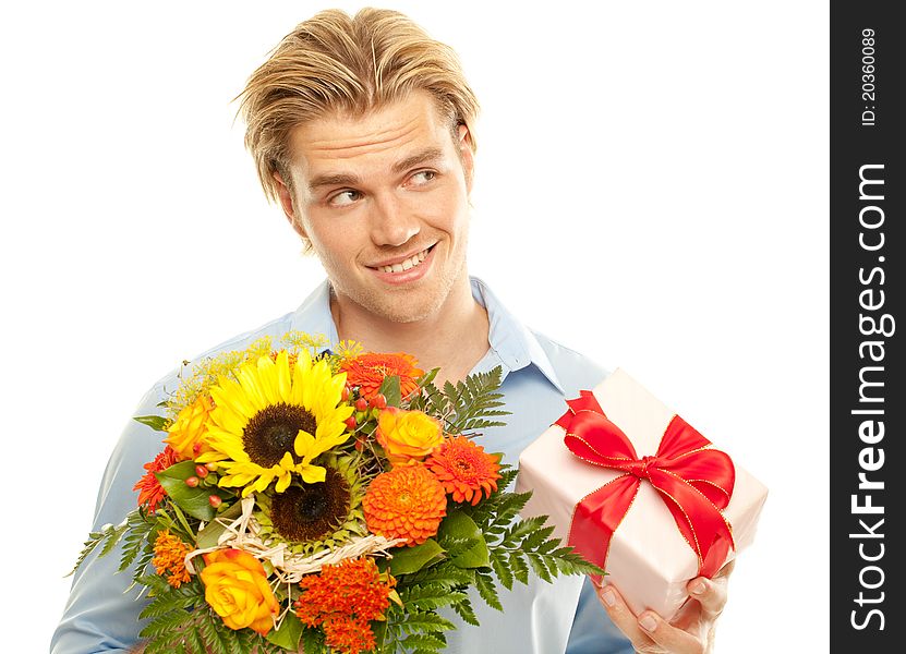 Gift and flowers for you. Gift and flowers for you