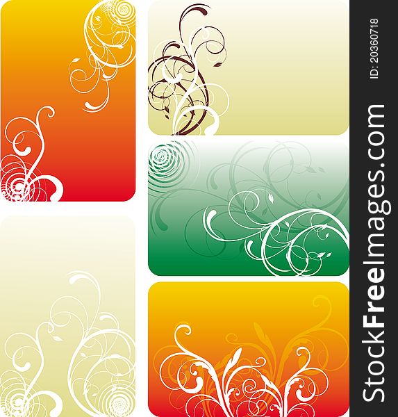 Set of abstract floral cards. Set of abstract floral cards