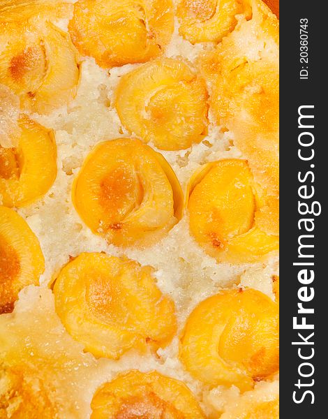 Apricot pie closeup shot as texture