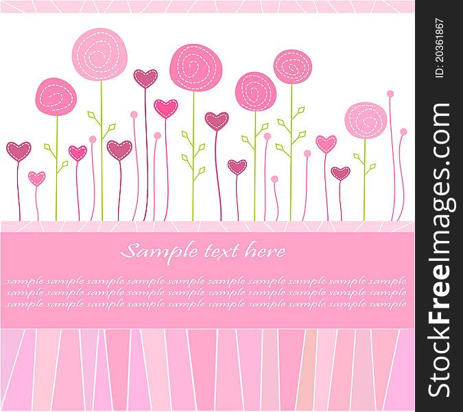 Cute pink background with roses and hearts. Cute pink background with roses and hearts