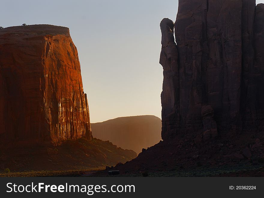 Red rock sunset in Monument Valley. Red rock sunset in Monument Valley
