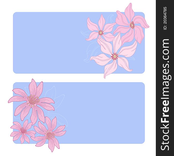 Greetings cards for text with stylized flowers. Greetings cards for text with stylized flowers.