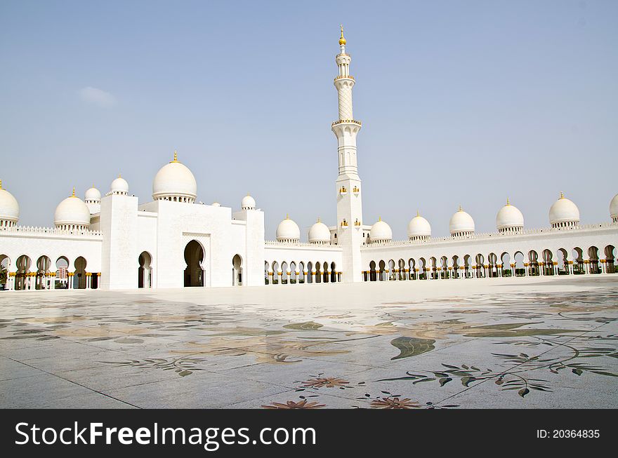 The New Sheikh Zayed Mosque in Abu Dhabi City in United Arab Emirates