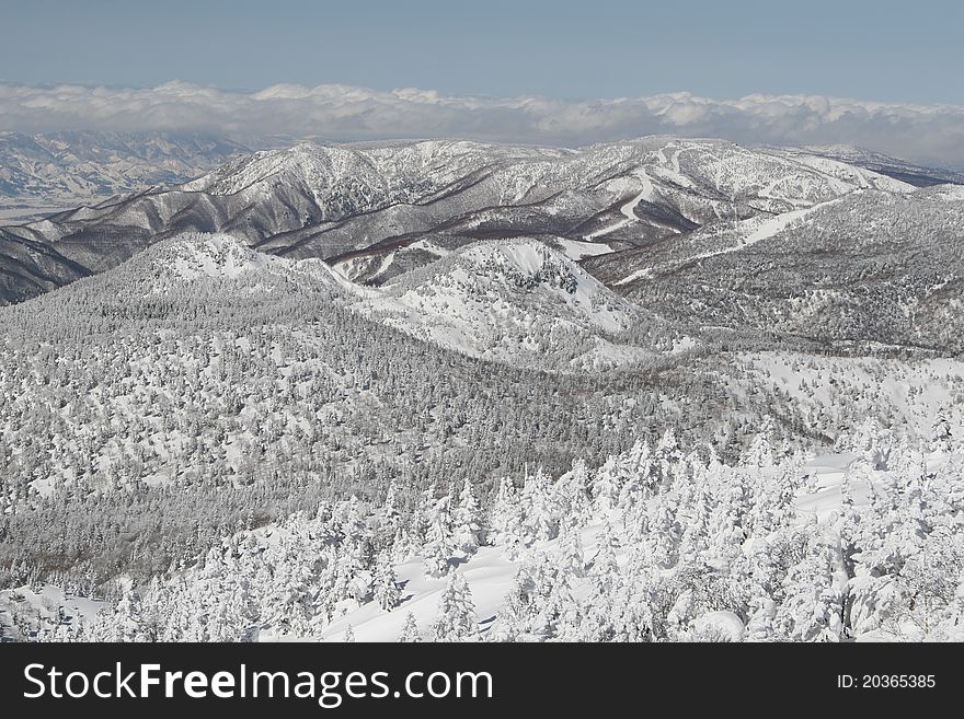 Winter mountains in winter time