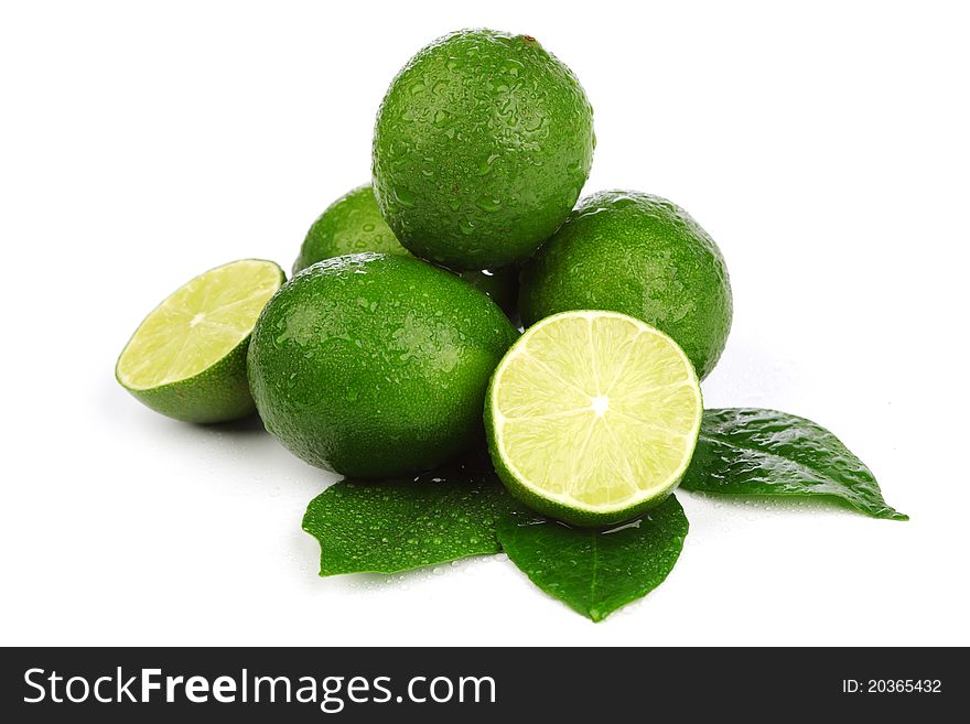 Limes pile isolated on white. Limes pile isolated on white