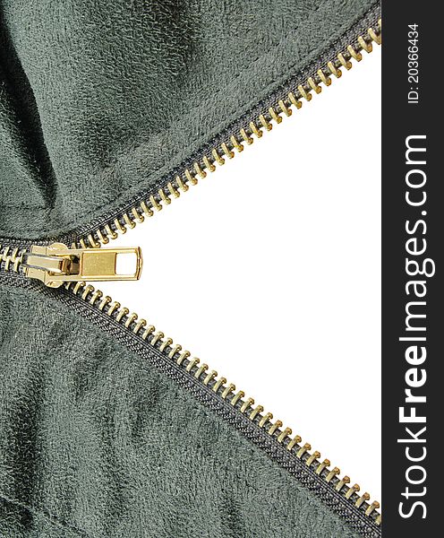 Zipper closeup on grey cloth