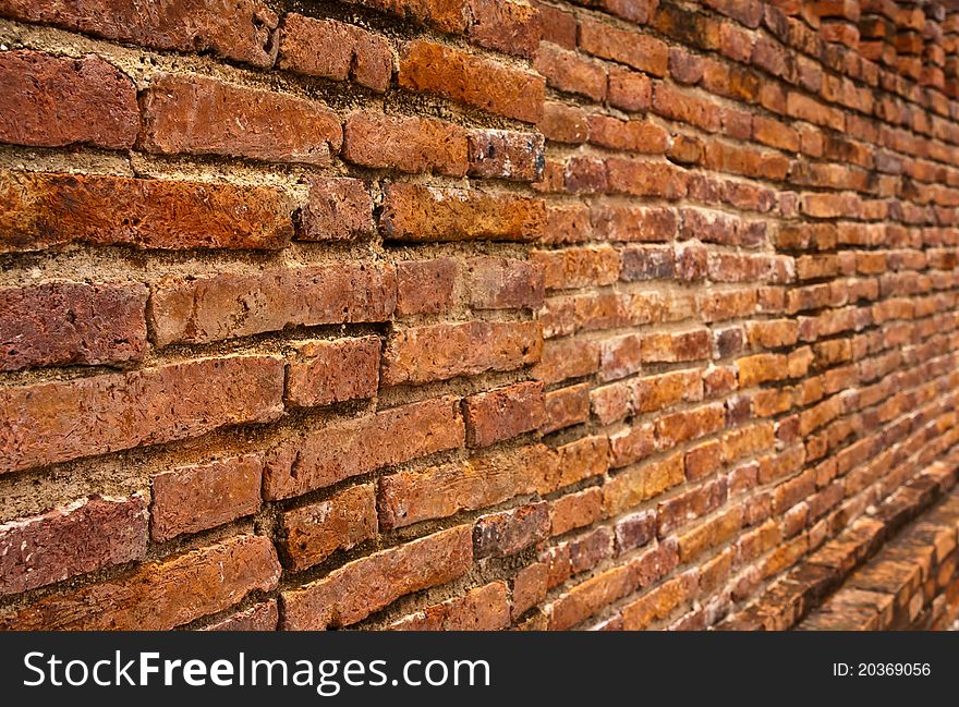 Laterite Brick Wall Tilted Out Close Up